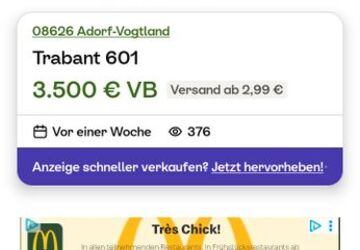 Trabant 601 5.800 km 3.500 &euro; Eichigt 08626
